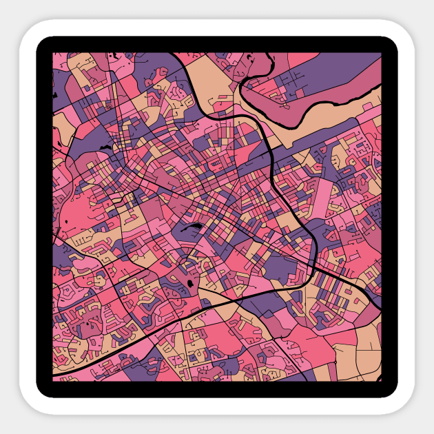 Kitchener Map Pattern in Purple & Pink Sticker by PatternMaps